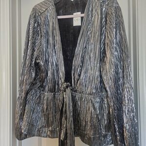 Cato Women's Metallic Silver Blouse